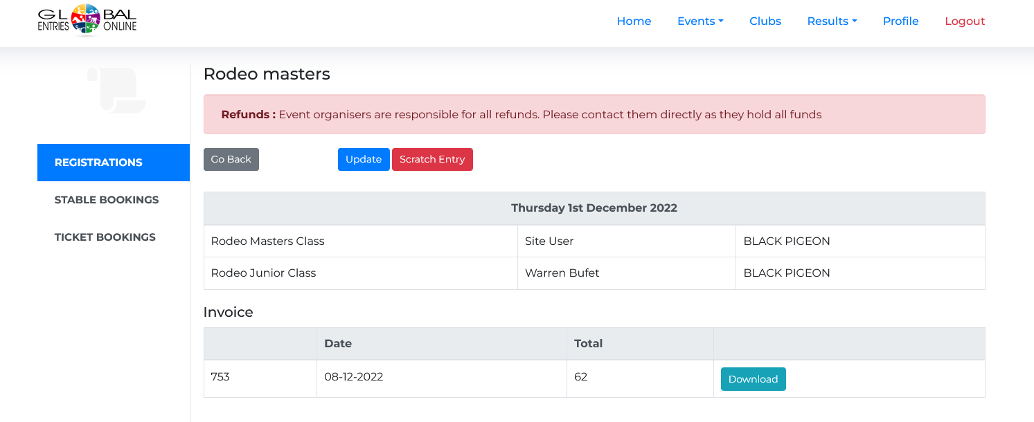 Viewing and Editing your Registration Global Entries Online